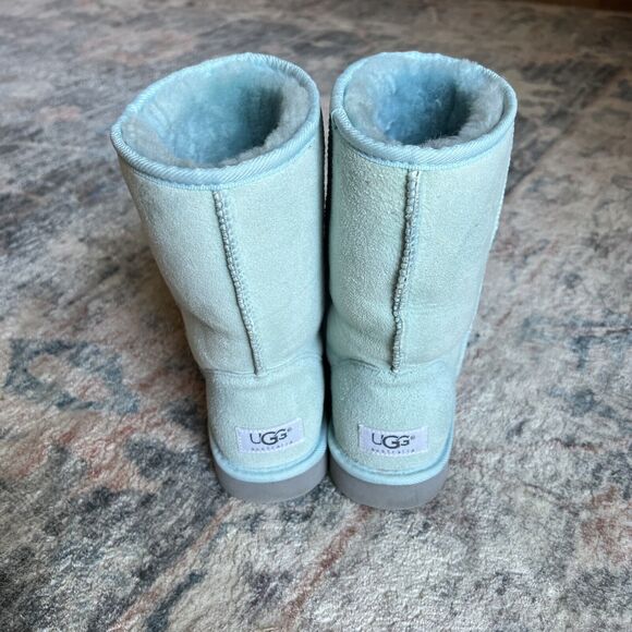Womens UGG Boots Sz 7 Baby Blue Vintage Classic Short Suede Festival Rare - Picture 6 of 16